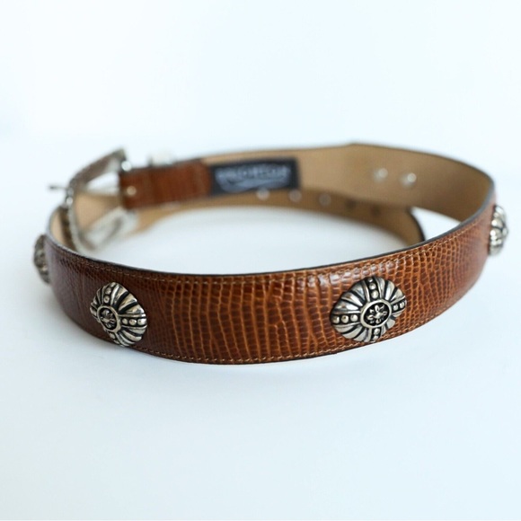Brighton vintage leather belt boho gipsy festival bohemian brown embellished 90s - Picture 3 of 5